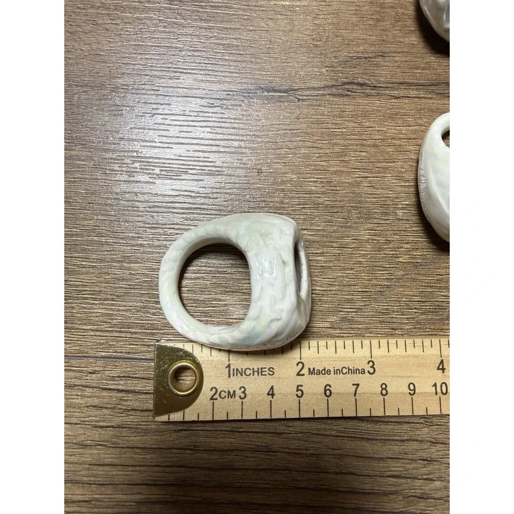Vintage Porcelain Ceramic Basket‎ Napkin Rings Set 7